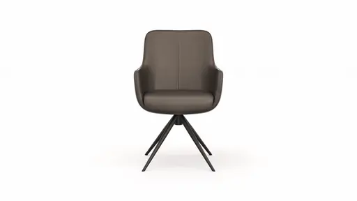 Armlehnstuhl Mis - Leder, Dunkelbraun, Gestell, Schwarz