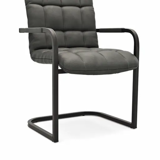 Armlehnstuhl Cambridge - Leder, Anthrazit