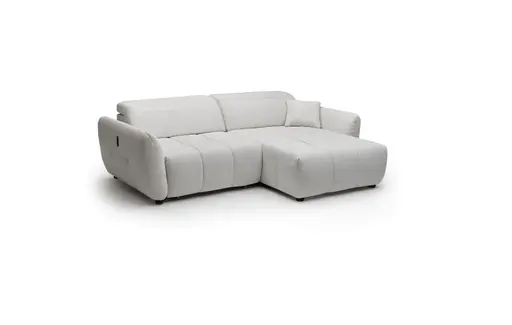 Ecksofa JAIMIE - 1,5-Sitzer mit Longchair rechts inkl. Relaxfunktion, verstellbare Kopfstütze, Stoff, Beige