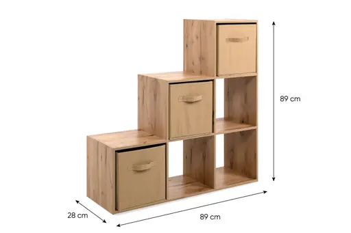 Raumteiler - inkl. Stoffboxen, B ca. 89 cm, Artisan Eiche Nachbildung, Beige