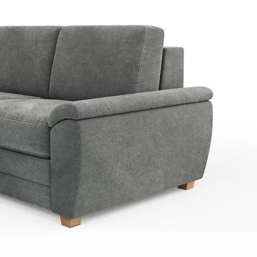 Ecksofa Lakeville 1 - Longchair links mit 2-Sitzer inkl. Schlaffunktion mit Bettkasten, Stoff, Grau