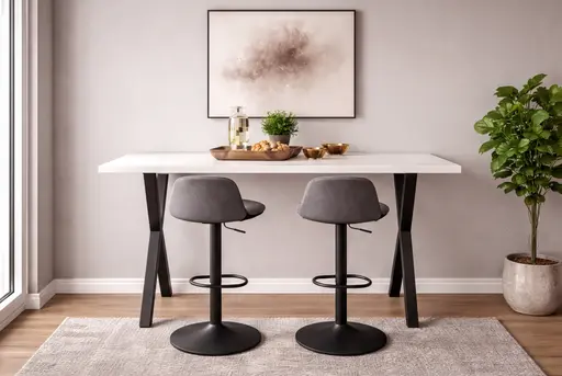 Bartresentisch - LB ca. 140x90 cm, Weiß, Schwarz