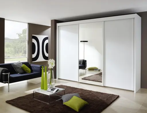 Schwebetürenschrank -  B. ca. 300 cm, Dekor, Alpinweiß