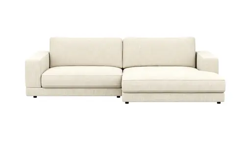 Ecksofa Juni - 1,5-Sitzer mit Longchair rechts, Stoff, Natur