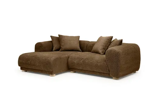 Ecksofa - Longchair links mit 2-Sitzer, Stoff, Amber