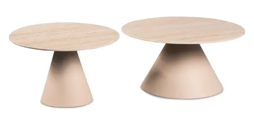 Couchtisch - 2er Set, Traventinoptik hell, Cremeweiß