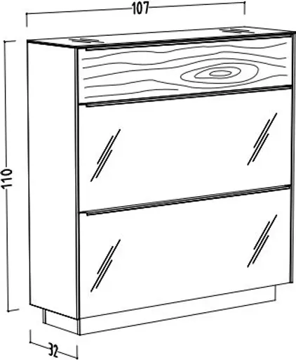 Schuhschrank - mit Beleuchtung, B ca. 107 cm, Kaschmir, Eiche massiv