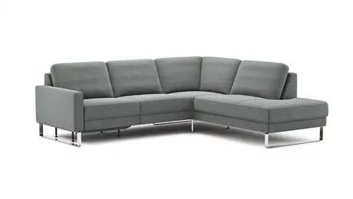 Ecksofa Anna - 2,5-Sitzer mit Ecke rechts, inkl. Relaxfunktion (motorisch), Stoff, Grau