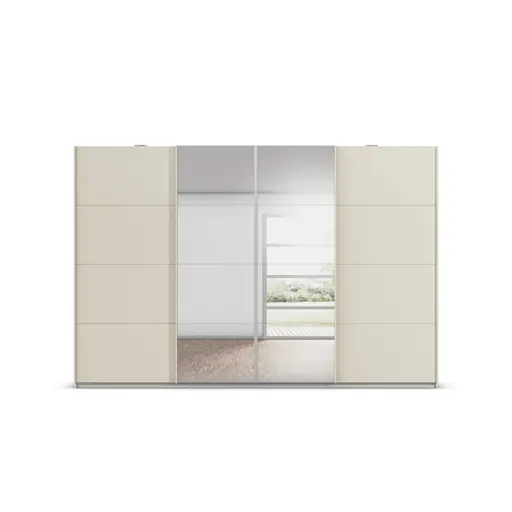 Schwebetürenschrank RIKK- B ca. 316 cm, Champagner, Spiegel
