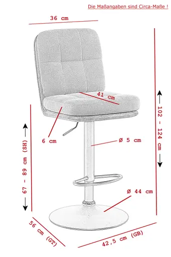 Barhocker - drehbar, höhenverstellbar, Microfaser, Grau, Vintage Anthrazit