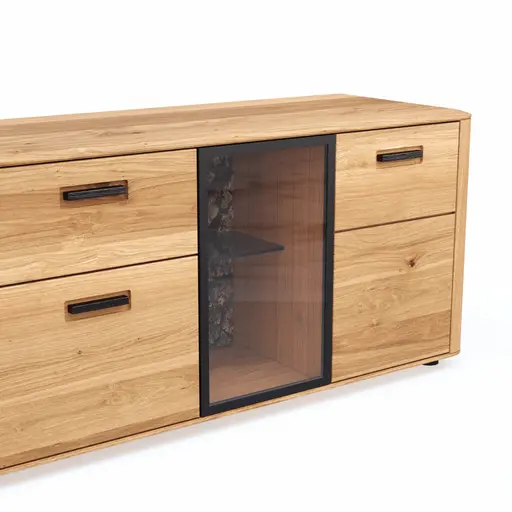 Wohnwand Vigo - Wildeiche massiv, Natur geölt