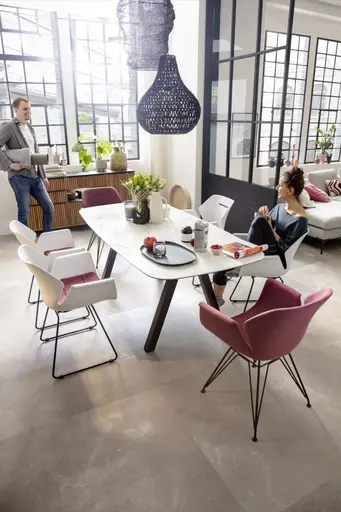 Esstisch Jari - LB ca. 220x95 cm, Keramik, Weiß