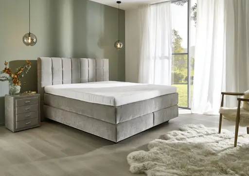 Boxspringbett - Liegefläche ca. 180x200 cm, Stoff, Grau