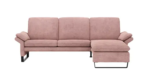 Ecksofa Tenero - 2-Sitzer mit Longchair rechts, Stoff, Helles Rosa