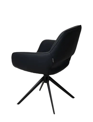 Armlehnstuhl MANOLJA - drehbar, Leder, Schwarz