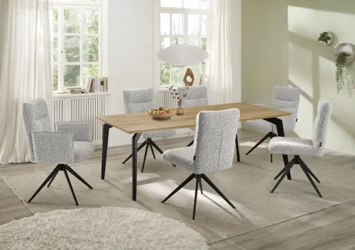 Esstisch - LB ca. 200x100 cm, Wildeiche massiv geölt Legno Light, Schweizer Kante, Schwarz