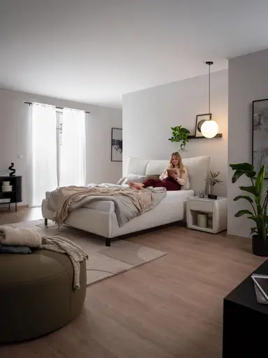 Polsterbett - Liegefläche ca. 180x200 cm, Stoff, Beige