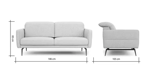 Sofa Estrela 2.0 - 2,5-Sitzer inkl. Kopfteil/Armteil verstellbar und Sitzvorzug motorisch, Stoff, Creme