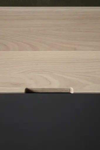 Schreibtisch - Eiche, Milk, Lack, Dunkelgrau