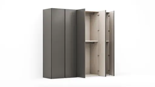 Drehtürenschrank Loretto - B ca. 254 cm, Melamin matt, Anthrazit