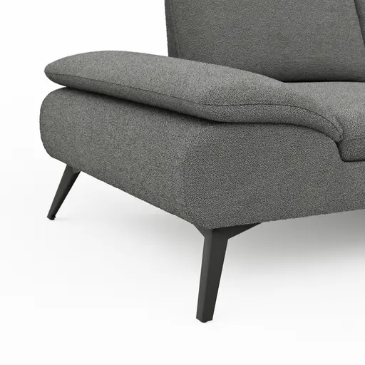 Ecksofa Collina - 2,5-Sitzer, Longchair rechts inkl. Sitztiefen- u. Armlehehnenverstellung, Stoff, Dunkelgrau