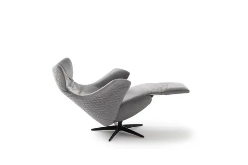 Relaxsessel Follina - Relaxfunktion (motorisch), Leder, Stoff, Grau