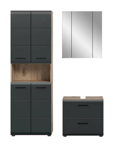 Badblock - 3-teilig, Nox Eiche Nachbildung, Schwarz