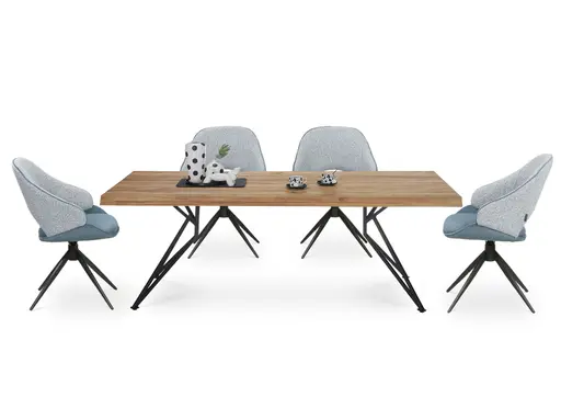 Stuhl MERIEM - drehbar, Stoff, Blau