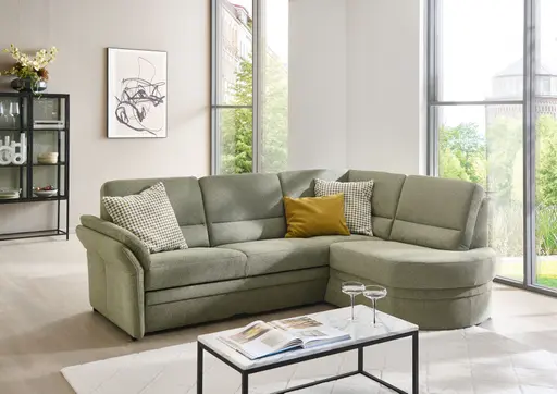 Ecksofa - Ecke links mit  2-Sitzer, Aufklappbar, Stoff, Grün