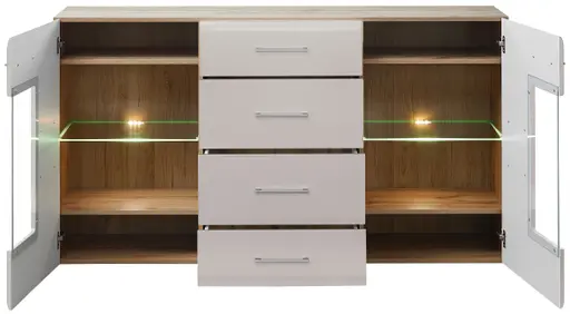 Sideboard - mit Beleuchtung, B ca. 170 cm, Eiche Altholz Nachbildung, Kaschmir