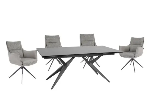 Stuhl MANDY - drehbar, Stoff, Graubeige