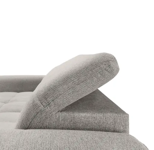 Ecksofa - Longchair links mit 2-Sitzer, Kopfteil verstellbar, Sitztiefe verstellbar motorisch, Stoff, Taupe