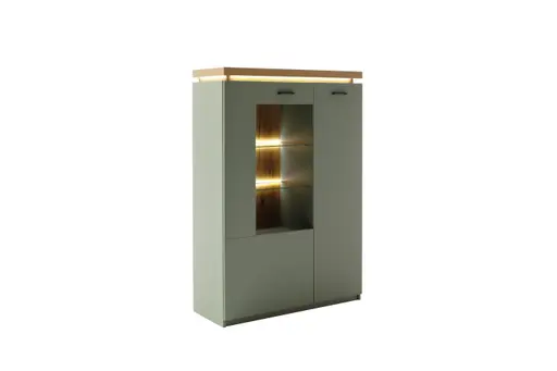 Highboard - mit Beleuchtung, B ca. 98 cm, Salbeigrün, Eiche Evoke Nachbildung