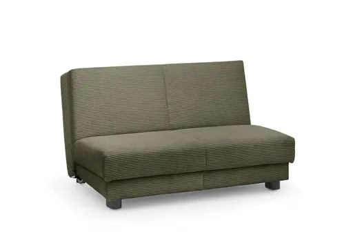 Schlafsofa EASY Optik A - 2-Sitzer ohne Armlehne, 140 cm inkl. Schlaffunktion, Cord, Dunkelgrün