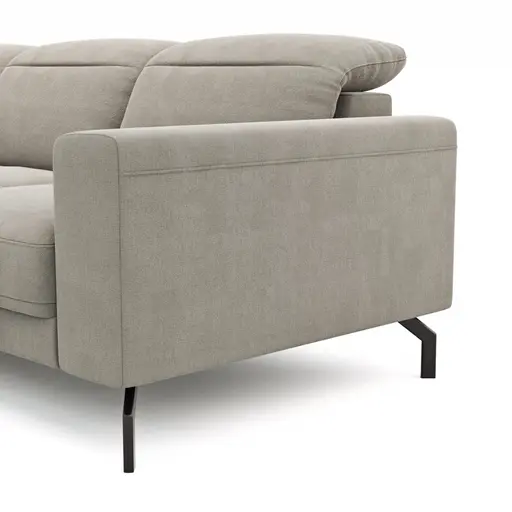 Ecksofa Rockport B - Longchair links mit 2,5-Sitzer inkl. Kopfteil/Sitztiefe verstellbar, Stoff, Khaki