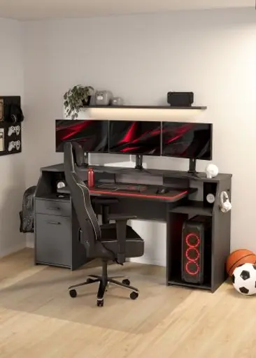 Schreibtisch - LB ca. 171x62 cm, Grau