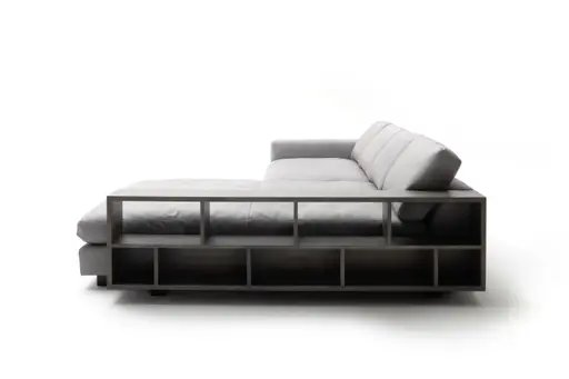 Ecksofa Aprino 1 - 2,5-Sitzer mit Longchair rechts, Leder, Grau