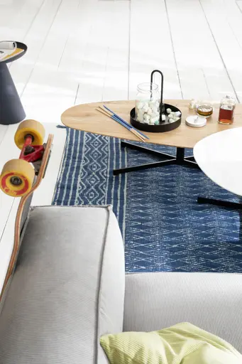 Ecksofa Aki - Longchair links, 1,5-Sitzer, Stoff, Hellgrau