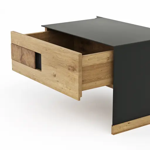 Nachtkonsole Baltimore - Rechts, Wildeiche massiv, Metall