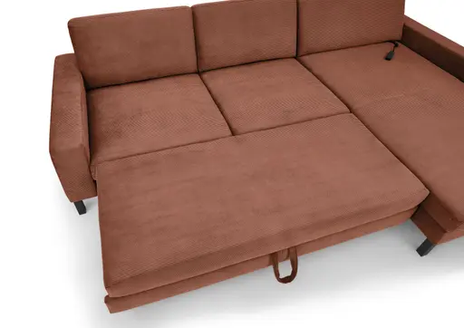  Ecksofa CALM MOVE 2.0 - 2,5-Sitzer mit Longchair rechts, Schlaffunktion, Feincord, Rost