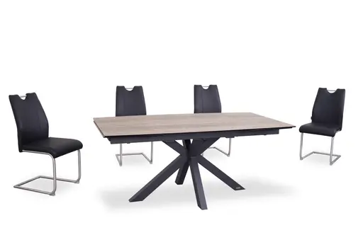 Freischwinger MERVE - Leder, Schwarz