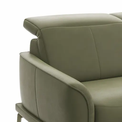 Sofa Amadena - 2-Sitzer inkl. Kopfteil verstellbar, Leder, Olive