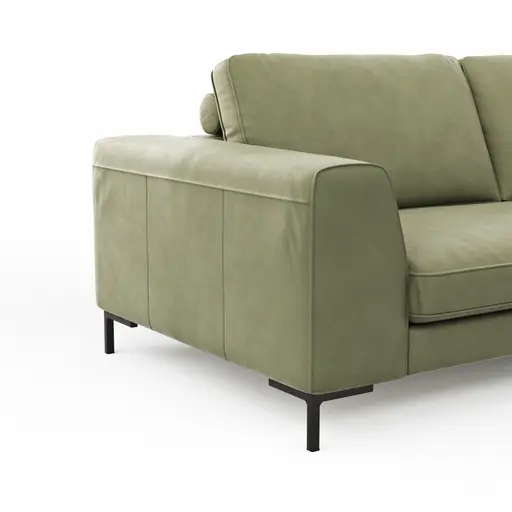 Ecksofa Solano - 2,5-Sitzer mit Ecke Rechts, Leder, Olive