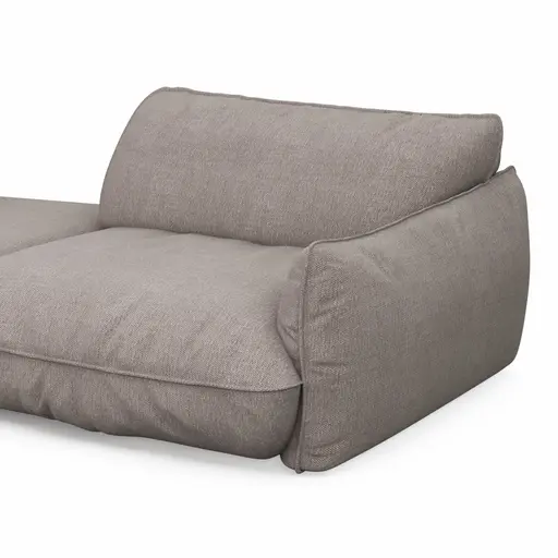 Trapezsofa Fluffy - 2-Sitzer mit Trapezelement und Abschlussteil inkl. Rückenlehne verstellbar, Stoff, Taupe