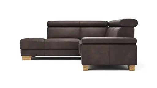 Ecksofa Philadelphia - Ecke links, 2,5-Sitzer, Kopfteil verstellbar (manuell), Leder, Dunkelbraun