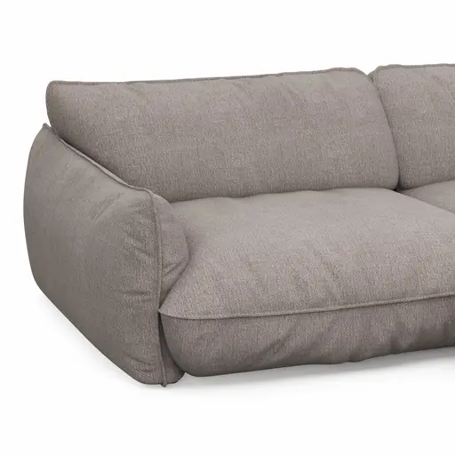 Ecksofa Fluffy - 2,5-Sitzer mit Longchair rechts inkl. Rückenlehne verstellbar, Stoff, Taupe