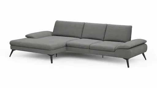 Ecksofa Collina - Longchair links, 2,5-Sitzer inkl. Sitztiefen- u. Armlehehnenverstellung, Stoff, Dunkelgrau