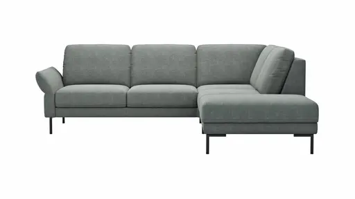 Ecksofa Rockport A - 2,5-Sitzer mit Ecke rechts, inkl. Sitzauszug (motorisch) und Armlehne klappbar, Stoff, Eisblau