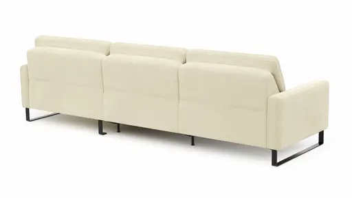 Ecksofa Valera - 3-Sitzer mit Longchair rechts inkl. Rückenlehne verstellbar und Relaxfunktion motorisch, Stoff, Natur