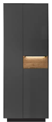Garderobenschrank - mit Beleuchtung, B ca. 72 cm, Anthrazit, Eiche massiv